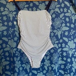Cupshe Navy and White Striped Swimsuit